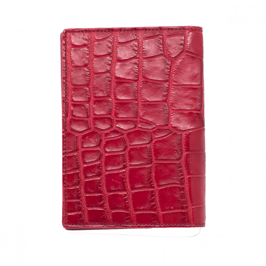 Porte-passeport croco rouge