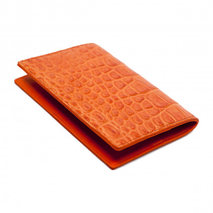 Porte-passeport croco orange