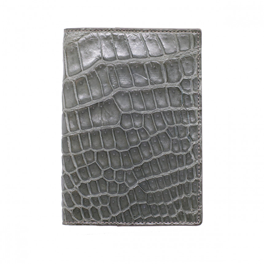 Porte-passeport croco gris