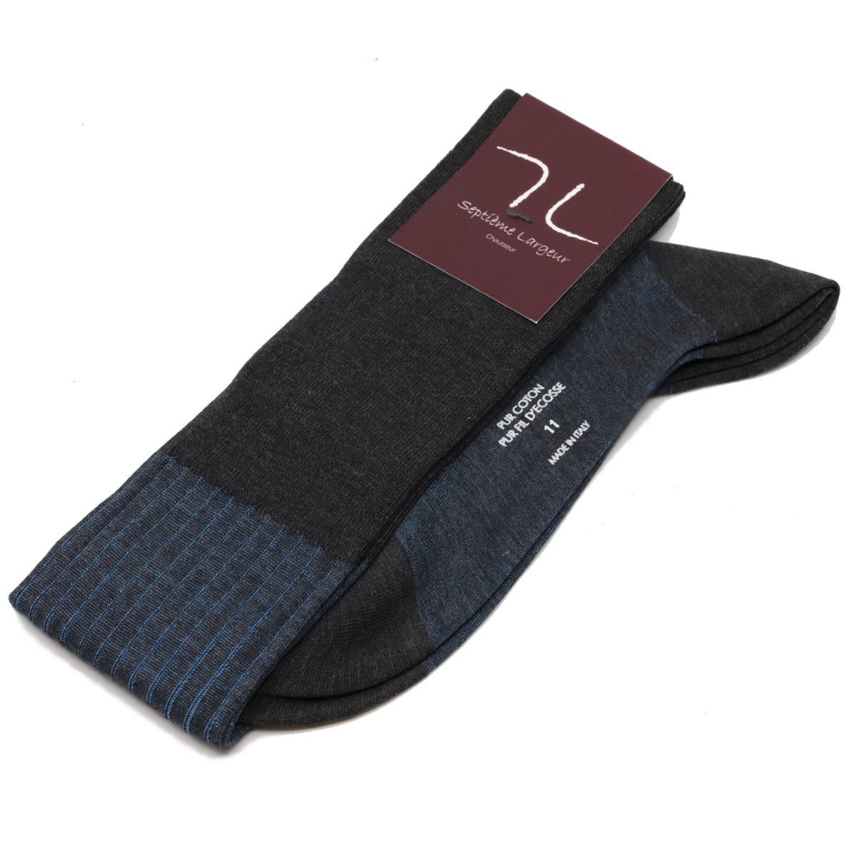 ACCESSORIES socks : dark grey / light blue Long socks | Septième largeur