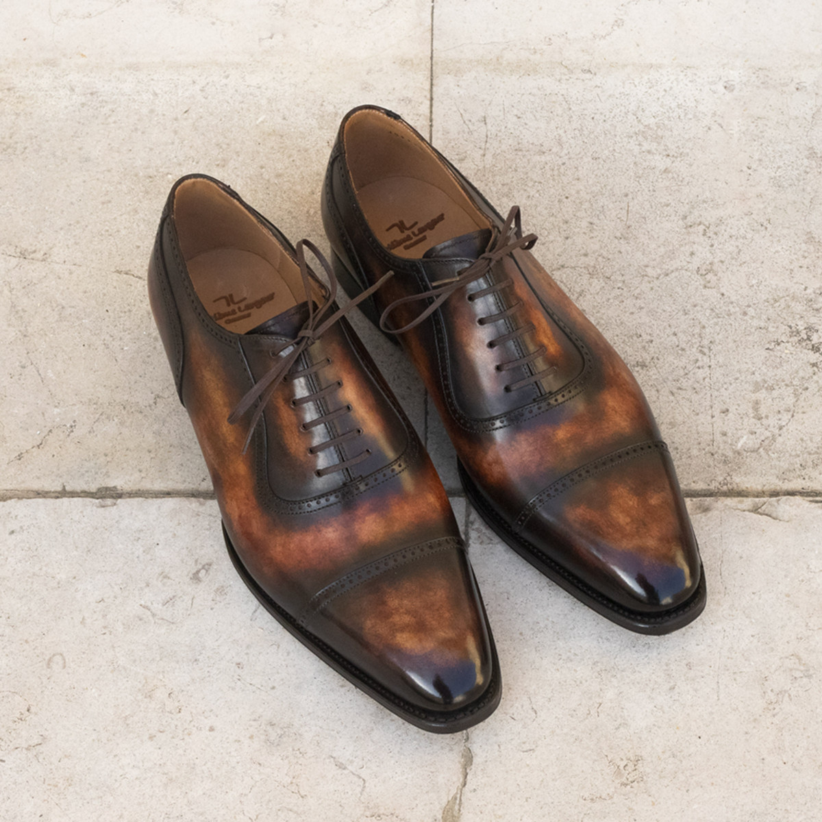 Purple Patina Leather Derby Shoes for Men - LYNDON by Civardi